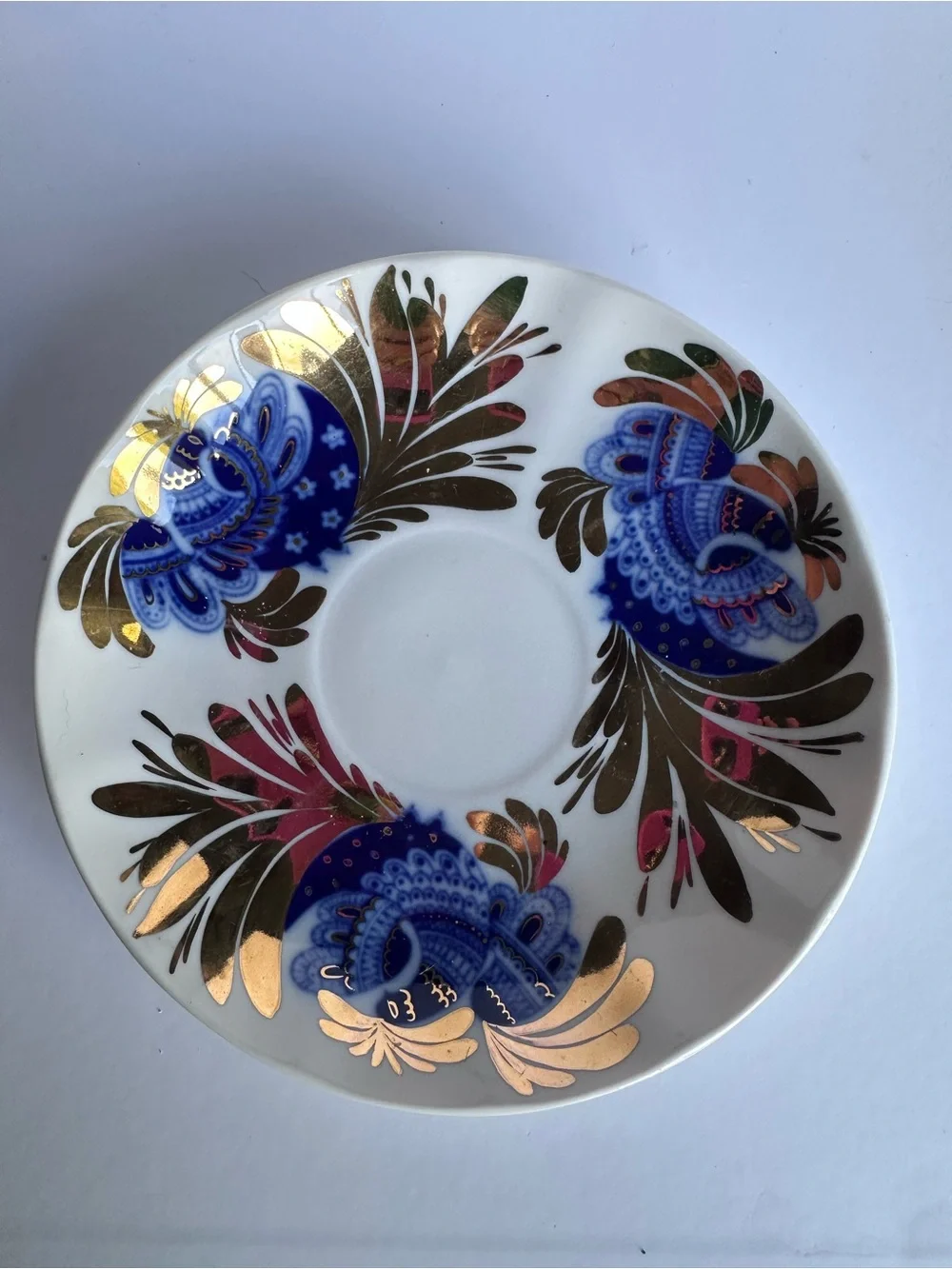 Lomonosov Golden Garden Porcelain Cup and Saucer gold/cobalt